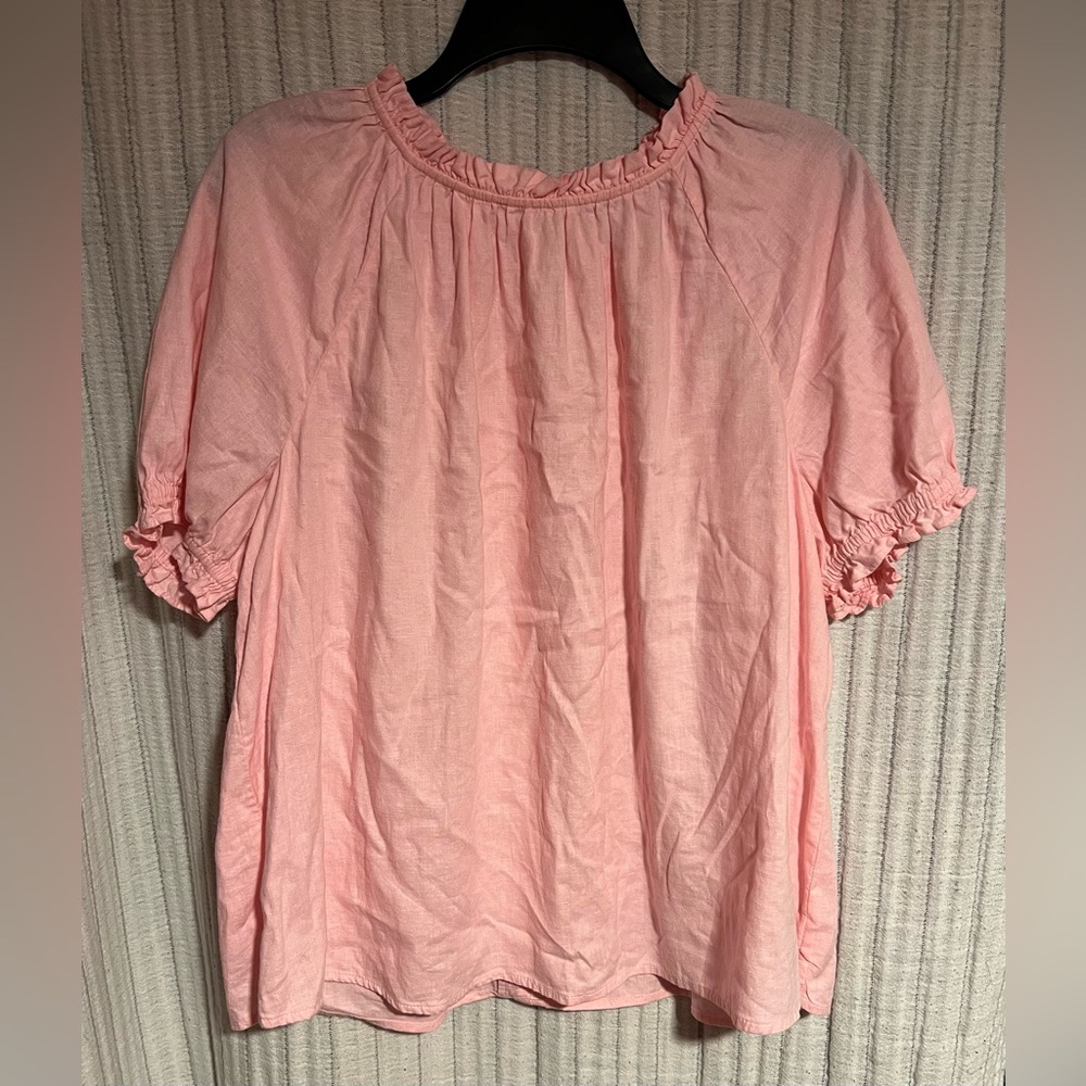 Crown & Ivy Light Pink Ruffle Blouse